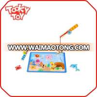 Educational wooden puzzle stick board game magnetic fishing game toys